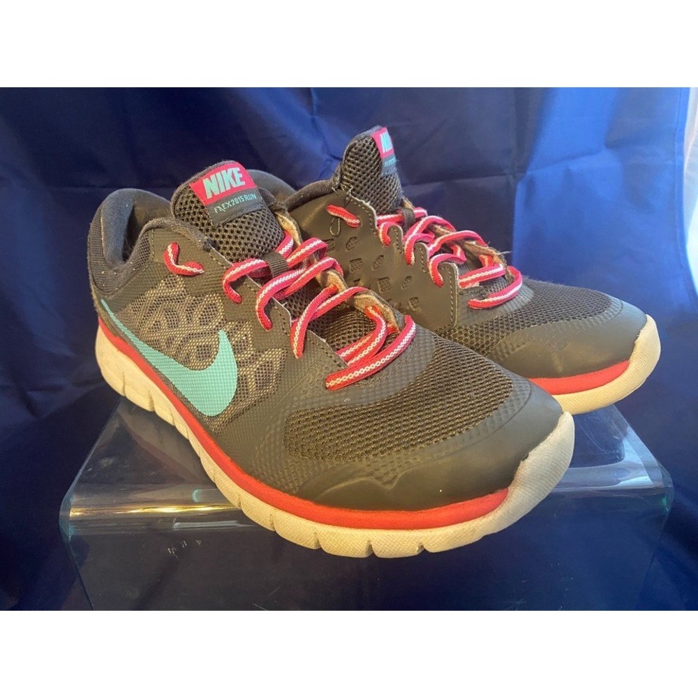 Nike Flex 2015 Run Grey Pink Teal Running Shoes 724992-003 Womens Youth 6.5Y